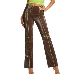I.AM.GIA Callisto Leather Brown and Green Women's Pants Size Small